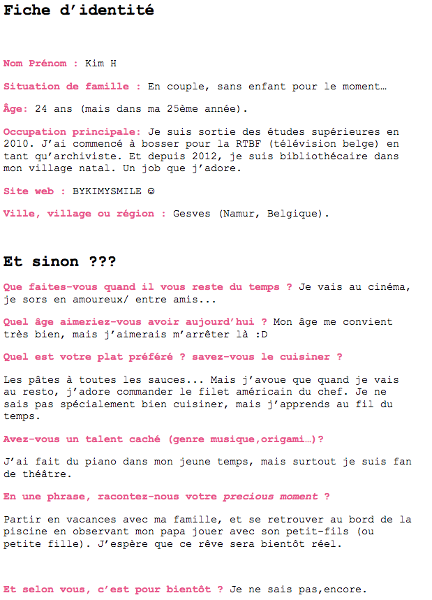 Questionnaire Rose Philange By Kimysmile